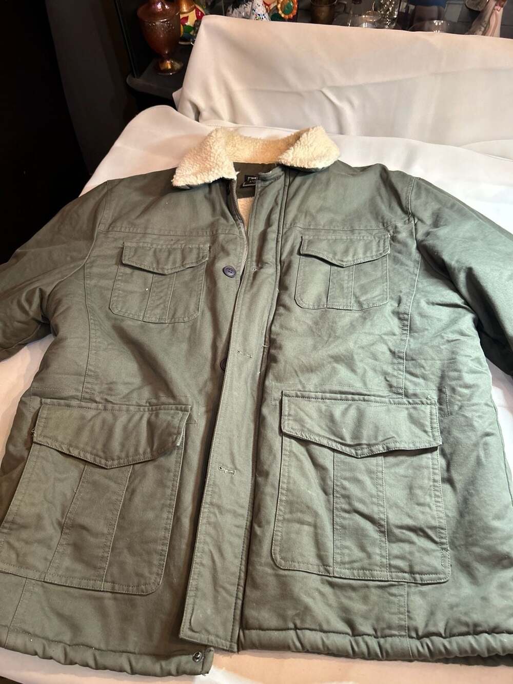 Alliance Fashion Men's Sherpa Lined Field Jacket Olive Green Size XL